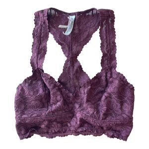 Intimately Free People Womens Galloon Racerback Bralette Lace Plum Pullover XS